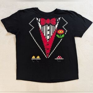 Funny Fake 8 Bit Tuxedo Shirt Adult Size XL Graphic Shirt